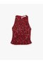 Sequin Sequined Crew Neck Lightweight Peplum Sleeveless Evening Dress Blouse