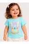 Baby Girl Light Blue Cat Graphic Cotton T-Shirt - 2