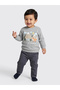 Baby Boys Grey Cotton Sweatshirt with Shoulder Snap