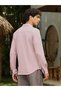 Men Rose Pink Basket-Knit Jacquard Shirt - 4
