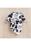 Baby Unisex Cow Print Long Sleeve Romper - Soft Stretch Bodysuit - 2