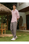 Men Rose Pink Basket-Knit Jacquard Shirt - 5