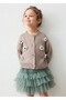 Girl's Beige Floral Detailed Cardigan