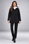 Women's Black Long Black Coat with Elastic Waist and Water and Wind Resistant Fur - 4