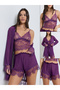 Pack of 3 - Lace Cami, Shorts and Robe with Tie Belt