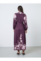 Purple Floral Print Shirt Maxi Dress - 5