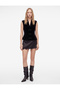 Fancy Button Detail V-Neck Sleeveless Peplum Velvet Blouse
