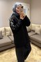 44050 - Stylish and Comfortable Women's Long Draped Knit Sweater with Felt Embroidery Detail - 3