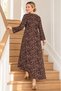 Brown Line Floral Patterned Cuped Comfortable Stylish Hijab Plus Size Mother's Dress - 5