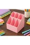 6-Compartment Mini Size Pink Desktop Pen Holder and Stationery Organizer – 3D Product - 2