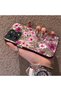 Redmi 12 4G/5G Compatible Claret Red Pink Flower Pattern Phone Case Shockproof - 2