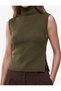 Viscose Blended Sleeveless Buttoned Turtleneck Knitwear Blouse - 4