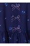 Navy Blue Bowknot Printed Girl's Dress - 3