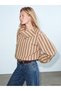 High-Quality Pieces from Çelebi Store: Drapey, Collared, Striped Blouse with Yoke Detail