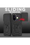 Case Compatible with Vivo X200 Fe, Sliding Camera Protection, Ring Holder, Magnetic Tank Cover, Navy Blue - 3