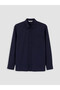 Navy Blue Standard Fit Gabardine Men's Shirt - 5