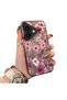 iPhone 16 Compatible Burgundy Pink Floral Pattern Phone Case Shockproof