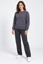 Women's Smoked Crew Neck Sweatshirt Regular Winter 3 Thread Soft Puff Fabric
