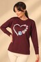 Women's Colorful Paw Print Heart Pattern Long Sleeve Blouse - 3