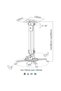 Suport proiector de tavan, Techly, 13.5 kg, Ajustabil - 2