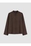 Brown Judge Collar Patterned Chinese Buttoned Blouse