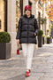 Women's Hooded Black Puffer Jacket with Pockets - 7