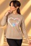 Women's Colorful Paw Print Heart Pattern Long Sleeve Blouse - 2