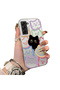 Samsung Galaxy S21 Fe Compatible Colorful Line Cat Figure Phone Case Shock Absorbing Protective Case