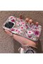 iPhone 16 Pro Compatible Burgundy Pink Floral Pattern Phone Case Shockproof - 2