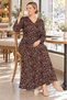 Brown Line Floral Patterned Cuped Comfortable Stylish Hijab Plus Size Mother's Dress - 6