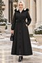 Women's Hooded Zippered Pocket Bondit Black Coat - 2