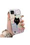 Realme C21 Compatible Colorful Line Cat Figure Phone Case Shock Absorbing Protective Case