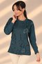 Women's Letter Patterned Long Sleeve Knitwear Blouse - 3