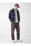 Navy Blue Regular Fit Plaid Men's Shirt Jacket - 2