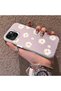 Pink Striped Daisy Phone Case for Women Compatible with iPhone 15, Shockproof - 2