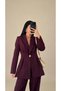 Women's Belded Gold Button Plazer Jacket Set - 5