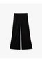 Straight Cut Wide Leg Velvet Trousers with Pockets - 2