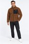 Men's Oversize Welsoft Fabric Fleece Zippered Brown Jacket with Pockets - 2