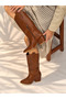 Limona Wicker Patterned Taba Patent Leather 6 cm Heel Women's Boots - 2