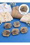 Beige and Brown Rectangular Patterned Asymmetric Button 2 cm Button 1 Pack 6 Pieces