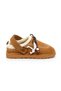 Women's Tan Suede Fur Lined Lace-Up Bead Detail Women's Sabo Slippers Misel - 4