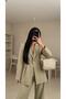 Women's Belded Gold Button Plazer Jacket Set - 7