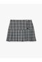 Buttoned Plaid Mini Pleated Skirt