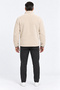 Men's Oversize Welsoft Fabric Fleece Zippered Ecru Jacket with Pockets - 6