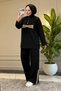 6657 - Stylish, Comfortable, Loose-Fitting Viscose Soft Modal Fabric Hooded Detailed Peach Fabric Garnished Women's Set - 2