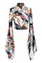 Double-Breasted Self-Tie Patterned Blouse - 3