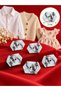 White and Brown Rectangular Patterned Asymmetrical Button 2 cm Button 1 Pack 6 Pieces