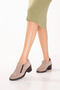 Genuine Leather Women's Comfortable Heeled Shoes with Zipper and Rubber Detail Elnr.8000 Mink Suede - 2