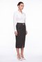 Women's Black Winter High-Waisted Belted Faux Leather Skirt with Front Slit and Stone Detail - 2