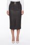 Women's Black Winter High-Waisted Belted Faux Leather Skirt with Front Slit and Stone Detail - 3